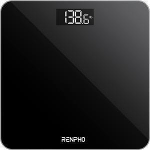 RENPHO Digital Body Weight Bathroom Scale, Highly Accurate Core 1S Scale for Body Weight with Lighted LED Display, Large Rounded Corner Design, 400 lb, Black, 11.02" x 11.02" x 0.87" (Large)