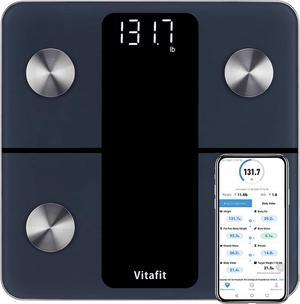 Vitafit Smart Bathroom Scale for Body Weight and Fat, Weighing Professional Since 2001, Digital Wireless Bathroom Scale for BMI Water Muscle Sync App, Fitness Equipment for People, 400lb, Black