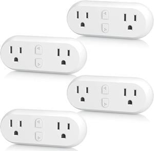 HBN Smart Plug 15A, WiFi&Bluetooth Outlet Extender Dual Socket Plugs Works with Alexa, Google Home Assistant, Remote Control with Timer Function, No Hub Required, ETL Certified, 2.4G WiFi Only, 4-Pack