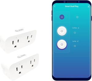 Smarter Living - Dual Socket Wifi Smart Plug (2 Pack), Powerful 15A 1800w Output, No Hub Required, Works with Alexa, Google Home, Voice Control, Smart Life and Tuya App