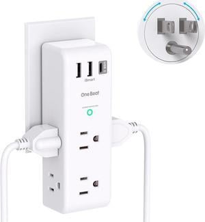 Surge Protector Outlet Extender - with Rotating Plug, 6 AC Multi Plug Outlet with 3 USB Ports (1 USB C), 1800 Joules, 3-Sided Swivel Power Strip with Spaced Outlet Splitter for Home, Office, Travel