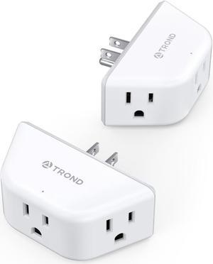 TROND 2 Pack Multi Plug Outlet Extender, Wall Outlet Splitter with 3 Way Plug, Cruise Ship Travel Essentials, 3-Sided Electrical Expanders, Small Multiple Adapter for Home Office Dorm Room Accessories