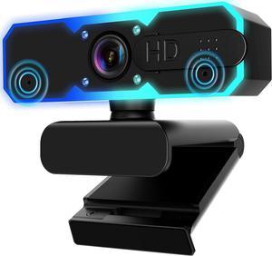 1080P 60FPS Streaming Webcam, Streaming Camera with Microphone and Fill Light,Autofocus,Work with Zoom/YouTube/Winsdows/Mac OS/Laptop/Mac/PC