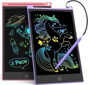 TECJOE 2 Pack LCD Writing Tablet, 10 Inch Colorful Doodle Board for Kids, Electronic Drawing Tablet, Kids Travel Games Activity for Learning, Toy Gifts for 36-Year-Old(Pink and Violet)