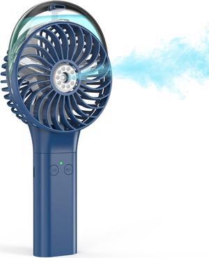 COMLIFE Handheld Misting Fan, USB or Rechargeable Battery Powered, 50ml Large Water Tank 3 Powerful Speeds 180 Deg Foldable Spray Fan for Desktop Home Office Dorm Hiking Travel Outdoors, Blue