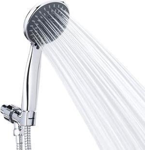 Shower Head, High Pressure Handheld Showerhead with Hose, 5 Settings Chrome Finished Hand Held Rainfall Shower Set- Including Bracket Teflon Washer