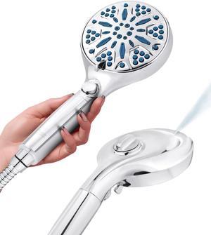 LOKBY High Pressure Shower Head with Handheld - 10 Spray-Settings High Flow Removable Shower Head with Hose - Handheld Showerhead - 59" Stainless Steel Shower Head Hose - Chrome