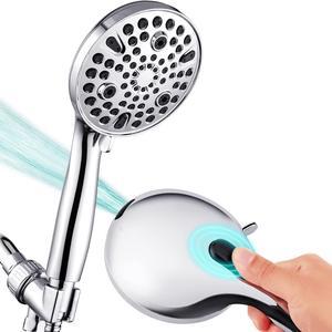 Shower Head with Hose - SIQUER 10 Spray Settings High Pressure Handheld Shower Heads Set Built-in Power Wash with 59" Long Stainless Steel Hose Bracket,Chrome