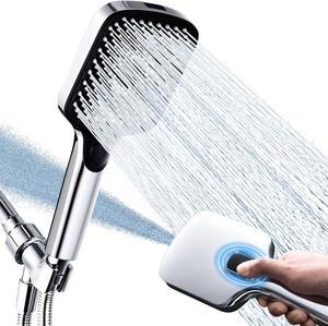 G-Promise High Pressure Handheld Shower Head with 71 Inch Metal Hose, 3+1 Spray Modes Square Shower Head Built in Power Wash Mode, Adjustable Shower Head Holder, Stainless Steel Shower Hose Extra Long