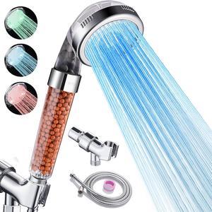 Cobbe Filtered LED Shower Head with Handheld, Color Changing, High Pressure Shower Head with Filter, Water Saving Spray Handheld Showerheads with Hose and Base for Dry Skin & Hair