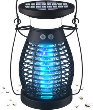 Solar Bug Zapper Outdoor Waterproof, Rechargeable Mosquito Zapper with 360° High Powered UV Light, 2-in-1 Light Bulb and Fly Zapper Up to 2100 Sq Ft - Attracts Gnats, Mosquitoes, Flies, and More