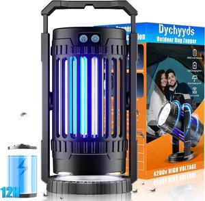 Bug Zapper Outdoor, 4000mAh Electric Mosquito Zapper with 360° Rotating LED Light, 2-in-1 IPX6 Waterproof Mosquito Trap for Patio, Garden, Backyard, and Home, USB Charging