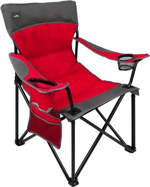 Northroad Foldable Camping Chair Heavy-Duty Outdoor Folding Chair Support Up to 300lbs for Hiking, Picnics, Patio, Beach, Fishing (Red)