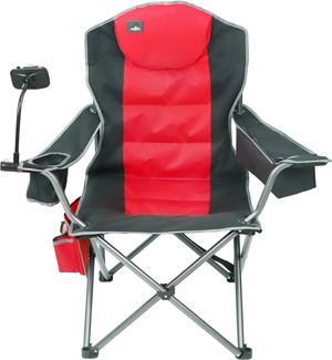 Northroad Oversized Camping Chair, Full Padded Outdoor Folding Chair Support 350 LBS, Heavy Duty Lawn Chair w/Cell Phone Holder, Cup Holder, Cooler Bag, Shoulder Straps for Adult-Black