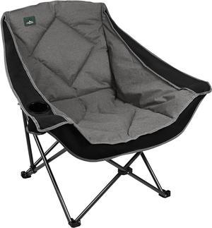 Northroad Oversized Foldable Camping Chair, Outdoor Padded Lawn Chair w/Cup Holder,Carry Bag for Beach, Hiking, and Picnics,Heavy-Duty 300-lbs Capacity, Black