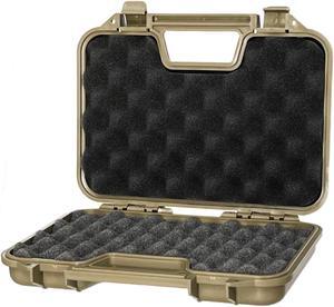 Hard Pistol Case Foam Padded Sporting Goods Airsoft BB Guns Storage Carrying Handle Lockable - Tan