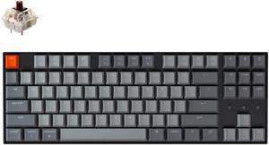 Keychron K8 Tenkeyless Wireless Mechanical Keyboard for Mac White Backlight Bluetooth Multitasking TypeC Wired Gaming Keyboard for Windows with Gateron Brown Switch