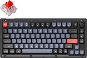 Keychron V1 Fully Assembled Knob RGB Backlight Wired Custom Mechanical Keyboard 75 Layout QMKVIA with Hotswappable for Mac Windows Frosted Black  Translucent Keychron K Pro Red Switch