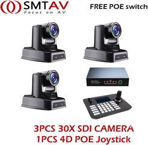 Ready stock 3PCS SMTAV 30x POE SDI PTZ Camera and 1PCS 4D POE Joystick Network PTZ Controller Group Sales