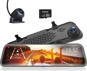 12“ Mirror Dash Cam Backup Camera,1296P Full HD Smart Rearview Mirror for Cars & Trucks, Sony IMX335 Front and Rear View Dual Lens, Night Vision, LDWS, Parking Assistance, Free 32GB Card & GPS 12“ Mirror Dash Cam Backup Camera,1296P Full HD Smart Rearview Mirror for Cars & Trucks, Sony IMX335 Front and Rear View Dual Lens, Night Vision, LDWS, Parking Assistance, Free 32GB Card & GPS