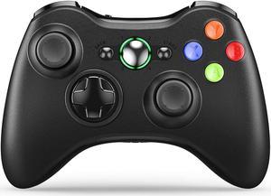 Wireless Controller Compatible with Microsoft Xbox 360/Slim PC Windows 10/8/7, Wireless PC Controller with Upgraded Joystick/Dual Shock (Black)