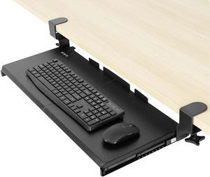 Large Keyboard Tray Under Desk Pull Out with Extra Sturdy C Clamp Mount System, 27 (33 Including Clamps) x 11 inch Slide-Out Platform Computer Drawer for Typing, Black, MOUNT-KB05E