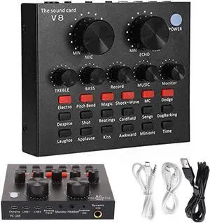 Sound Mixer Board, Live Sound Card for Live Streaming, Voice Changer Sound Card with Multiple Sound Effects(Black) Sound Mixer Board, Live Sound Card for Live Streaming, Voice Changer Sound Card with Multiple Sound Effects(Black)