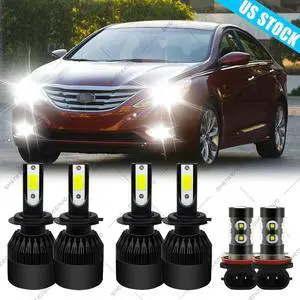 For Hyundai Sonata 2011 2012 2013 2014 LED Headlight Bulbs + FOG LAMP Combo Kit