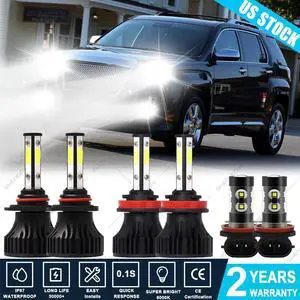 For GMC Terrain 2010-2015 - 6x Combo LED Headlight Hi-Lo Beam + Fog Light Bulbs