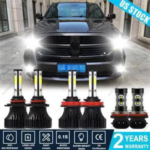 For 2019-2021 Ram 1500 2500 3500 6000K White LED Headlight Hi Low Beam Fog Light