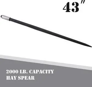 43in Hay Bale Spear 1 Ton Capacity for Bobcat Skidsteer Tractor Loader and More
