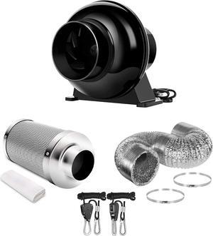 4 Inch Inline Fan Air Carbon Filter Ducting Rope Combo for Grow Tent