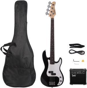 46in Beginner Electric Bass Guitar Starter Kit w/Case 20W Amp Black