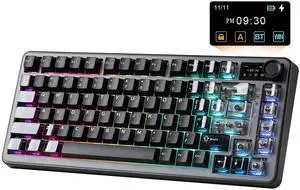 YUNZII B75 PRO MAX Wireless Mechanical Keyboard, QMK/VIA Custom, 75% Screen & Knob, Hot Swap Gasket Gaming Keyboard, Creamy Pre-lubed Switch, Bluetooth/Type-C/2.4G for Win/Mac (Black, Milk V2 Switch) YUNZII B75 PRO MAX Wireless Mechanical Keyboard, QMK/VIA Custom, 75% Screen & Knob, Hot Swap Gasket Gaming Keyboard, Creamy Pre-lubed Switch, Bluetooth/Type-C/2.4G for Win/Mac (Black, Milk V2 Switch)
