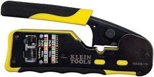Klein Tools VDV226-110 Ratcheting Modular Cable Crimper / Wire Stripper / Wire Cutter, for RJ11/RJ12 Standard and RJ45 Pass-Thru Connectors