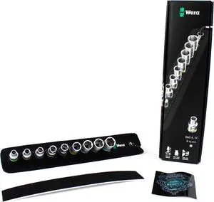 Wera 05003883001 0 Belt 4 Zyklop Socket Set, 1/4" Drive  9-Piece