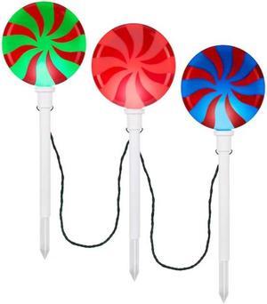 Gemmy Lightshow 3-Marker Multicolor Lollipop Christmas Pathway Markers
