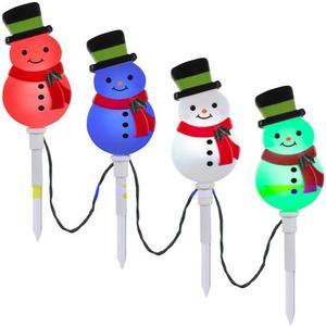 Gemmy Lightshow 4-Marker Multicolor Snowman Christmas Pathway Markers