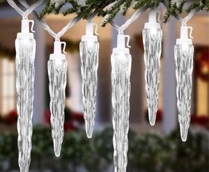 Gemmy Lightshow 24-Count Multi-function White Icicle LED Plug-In Christmas Icicle Lights