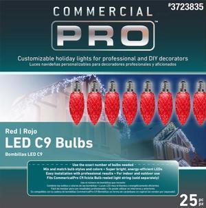 Gemmy Commercial Pro Red LED C9 String Light Bulbs