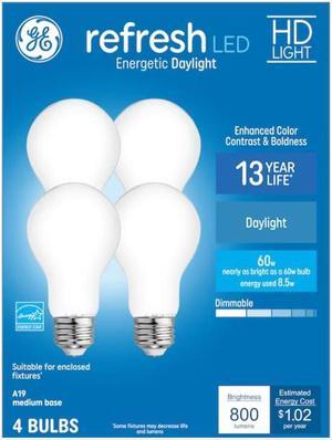 GE Refresh 60-Watt EQ A19 Daylight Medium Base (e-26) Dimmable LED Light Bulb (4-Pack) Item #952357 |
Model #44931
