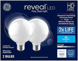 GE Reveal HD 60-Watt EQ G25 Color-enhancing Medium Base (e-26) Dimmable LED Light Bulb (2-Pack)Item #952475 |
Model #42698 GE Reveal HD 60-Watt EQ G25 Color-enhancing Medium Base (e-26) Dimmable LED Light Bulb (2-Pack)Item #952475 |
Model #42698