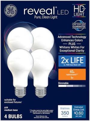 GE Reveal HD 40-Watt EQ A19 Color-enhancing Medium Base (e-26) Dimmable LED Light Bulb (4-Pack) Item #952361 |
Model #44906