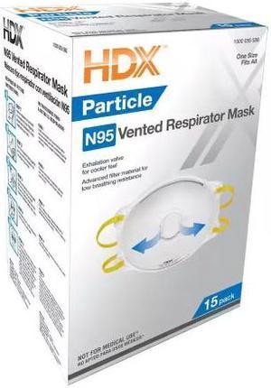 N95 Disposable Respirator Valve Box (15-Pack) HDX # H950V # 1000055586