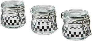 IKEA KORKEN Jar with lid, clear glass/check pattern black, 4 oz 305.801.87
