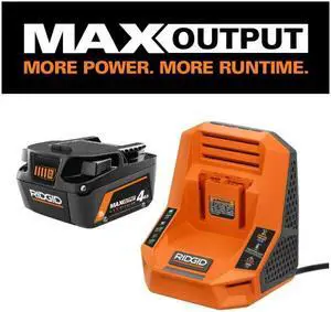 RIDGID 18V 4.0 Ah MAX Output Starter Kit with Rapid Charger # 1009400958 # AC9840 RIDGID 18V 4.0 Ah MAX Output Starter Kit with Rapid Charger # 1009400958 # AC9840