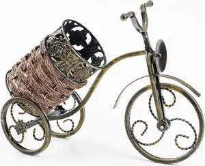 Asian Home Bicycle Wine Bottle Holder Desktop Bike Wine Rack Freestanding Countertop Bottle Holder for Wine Storage, Metal, Gold Colored
