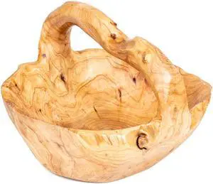 Wooden Basket Handmade Natural Root Wood Craft Storage Basket For Fruits, Breads, Candy or Potpourri And Decorative Accents