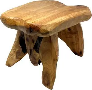 THY Collectibles Natural Tree Stump Stool Live Edge Cedar Wood Plant Stand, Stool, Garden Bench, Side Table L13" x W11" x H9.5"