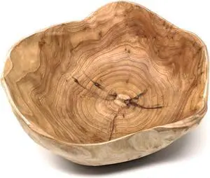 THY COLLECTIBLES Wooden Bowl Handmade Storage Natural Root Wood Crafts Bowl Fruit Salad Serving Bowls (Medium 10"-12")